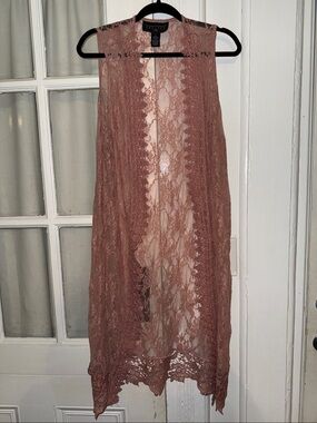 Project 28 Lace Top in Blush and Floral Lace Boho Festival Kimono SZ L